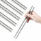 IQCWOOD Lot de 5 paires de baguettes en métal en acier inoxydable 304, légères, antidérapantes, réutilisables, passent au lave-vaisselle (argenté)