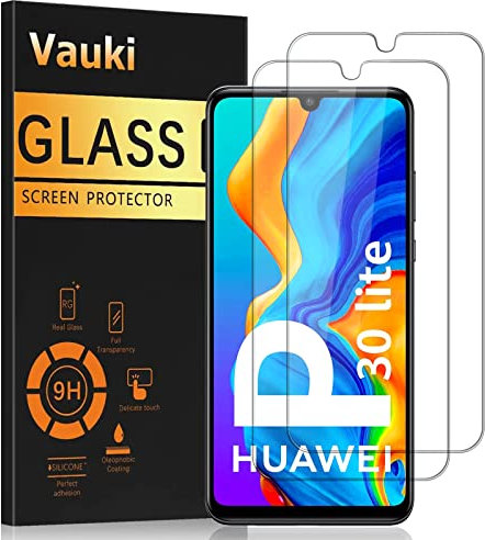 Vauki 2 Pezzi Vetro Temperato Compatibile con Huawei P30 Lite e Huawei Nova 4e, 9H HD Pellicola Protettiva per Huawei P30 Lite, Anti-Graffio Facile Installare Senza Bolle - 6.15 Pollici