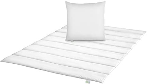 Bodyprotect Ecoline Bettwaren-Set Ganzjahresdecke 135 x 200 + Kopfkissen 80 x 80 cm, medium Bettdecke Steppdecke aus 100% Mikrofaser, waschbar, Allergiker geeignet, weiß