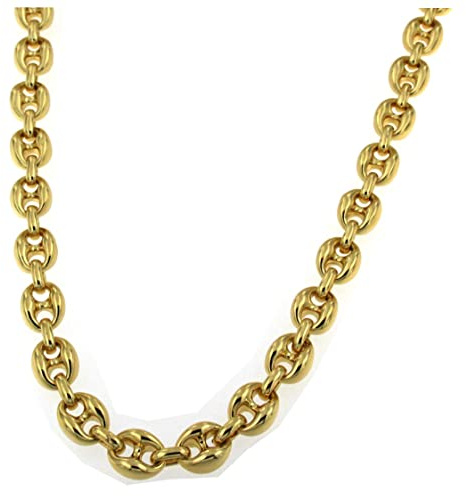 Tendenzalia Collier chaine grain de café très lourd 18kt or doublé 10mm longueur 50cm, bijoux