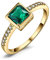 JewelryPalace Quadrat Simulierter Grün Smaragd Ring Verlobungsring Damen, Grün Schmuck Set, Ring Silber 925 Damen Ring mit Stein, Damenring Solitär Silberring 925 Ringe Frauen Zirkonia Vergoldet 50