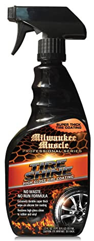 Milwaukee Muscle Tire Shine 22oz Spray - High Gloss Tire Coating - High Gloss Finish for Rubber and Vinyl