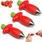 Aghoer 3 Stück Obstentkerner, Erdbeer Strunkentferner, Tomaten Strunkentferner, Erdbeere Huller Tool, Rot, Edelstahl + ABS Kunststoff