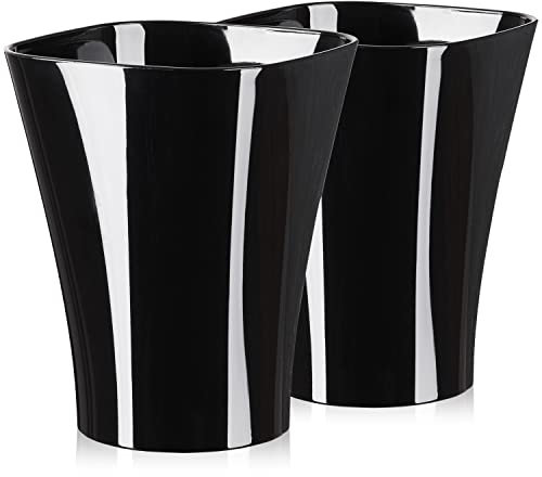 Tymar Orchideentopf Übertopf, 2er-Pack, transparent, Blumentopf, Blumenkübel für Orchidee, Pflanzentopf aus Kunststoff, Moderne, schlanke, Quadratische Form, ORCHPS001 (Schwarz, ø 12 cm)