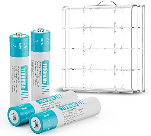 czvv Piles AAA 1,5V - 4 Piles Rechargeables - Pile Rechargeable AAA Lithium Plus Haute Capacité 1100mWh, Anti-Fuite et Durée de Vie Ultra Longue, 1500 Fois Cycles, Une 10 Ans (4 unités)