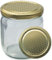 Imkado Twist-Off-Gläser (96 Stk) mit Metalldeckel (500g), abgerundeter Boden (Deckel Gold Waben)