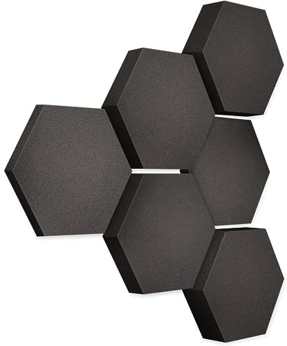 platino24 Akustikpaneele 6 Elemente Edition LOFT 3D I Ø 300mm Akustikplatten Schalldämmung Wand & Decke I Akustikschaum Schall-Absorber aus Basotect 30-70mm mit Akustikbeschichtung Farbe: Anthracite