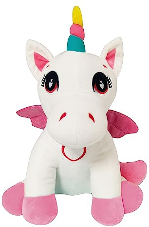 ODS - Baby Einhorn, Pegasus, Plüschtier in Form eines Einhorns, 30 cm, mit leuchtendem Herz, Regenbogenhorn und Glitzerflügeln, +18 Monate