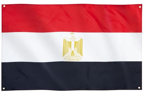 Runesol Bandiera Egitto, 91x152cm, 3ft x 5ft, 4 Occhielli, Occhiello in Ogni Angolo, Bandiera Egizia, Misr, علم مصر, Interno, Esterno, Giornata della Rivoluzione