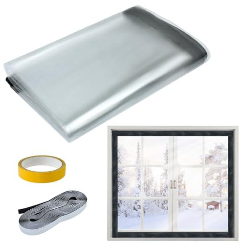 Jeyeou Kit de aislamiento de ventana, película aislante de ventana resistente para calor y frío, 39 x 48 pulgadas de alto aislamiento transparente grueso para ventana, fácil de abrir para ventilación,