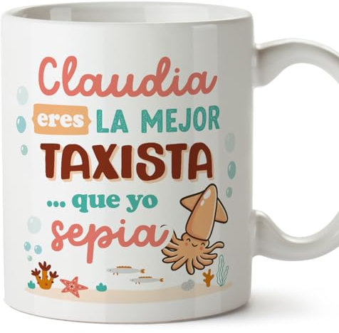 MUGFFINS Tazas Personalizadas para TAXISTA mujer - En Español - Mejor que yo Sepia - 11 oz / 330 ml - Regalo Personalizable original y divertido