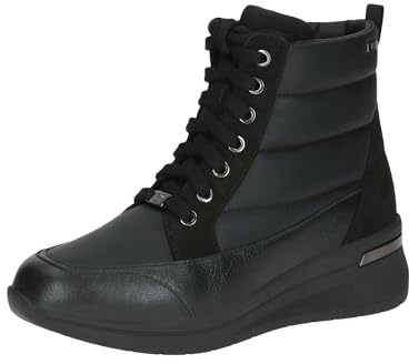 CAPRICE Comfort Damen Sneaker hoch mit Fütterung mit Schnürsenkeln Wasserabweisend, Schwarz (Black Comb), 37 EU
