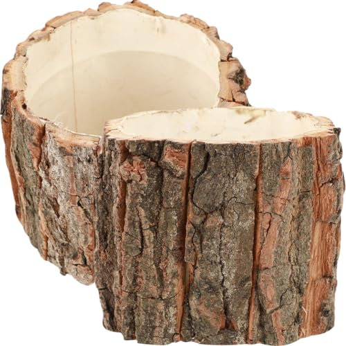 HOLIDYOYO 2 Macetas De Corteza De Madera Macetero Rústico para Flores Cubo De Flores De Tronco Natural Macetero Rústico para Decoración De Jardín Interior Y Exterior