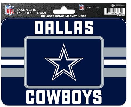 Rico Industries NFL Football Dallas Cowboys Stripes Magnetischer Bilderrahmen (12,7 x 17,1 cm) & Magnet-Kombi-Set – Heimdekoration – Regrigerator, Büro, Küche