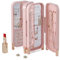 Ohrringständer,Faltbare Ohrringhalter,Schmuckhalter aus Plastik, 4 Stufiges Display, Faltbarer Schmuckständer mit Spiegel, Schmuck Organizer Schmuckdisplay, für Ohrringe,Ohrstecker,Dünne Kette (rosa)