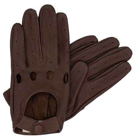 Hand Gewand by Weikert PETE - Premium Herren Autofahrerhandschuhe aus Ziegenleder mit Touchscreenfunktion, Fahrerhandschuhe Oldtimer, Motorrad, Auto-Lederhandschuhe, Driver gloves