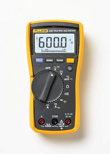 Versand innerhalb von 1 Tag [Energieklasse B] Fluke 115 EUR Multimeter, 1 Stück, Schwarz für Elektroinstallation und Gebäudewartung HVAC und Energiemanagement