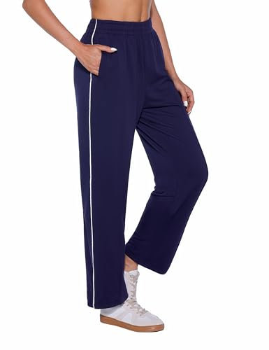 Jahetuul Jogging Femme Coton Pantalon Sport Femme Décontracté à Rayures Survetement Femme avec Poche Taille Elastique Pantalon Jogging Sportswear Respirant pour Running Fitness Training