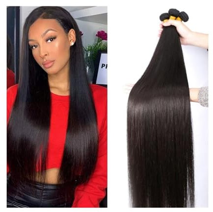 Haarverlängerungen Gerade Menschenhaar-Bündel, 20,3–101,6 cm, glatte Haarverlängerung, 1/3/4 Stück, knochengerade Bundles for schwarze Frauen, indische Remy-Haarverlängerung Echthaarbündel(Size:10inch