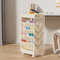 hoopyosms Mobiles Kinder Bücherregal mit Rollen, 2-seitiger Bücherwagen für Kinder, 6-stufiges Standregal Bücherregal, Platzsparend, Große Kapazität, Beige