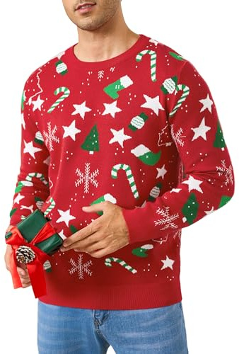 iClosam Suéter Navidad Unisex de Punto con Cuello Redondo para Invierno | Diseño festivo para reuniones familiares, apto para fiestas de fin de año, uso en días fríos, para celebraciones de temporada