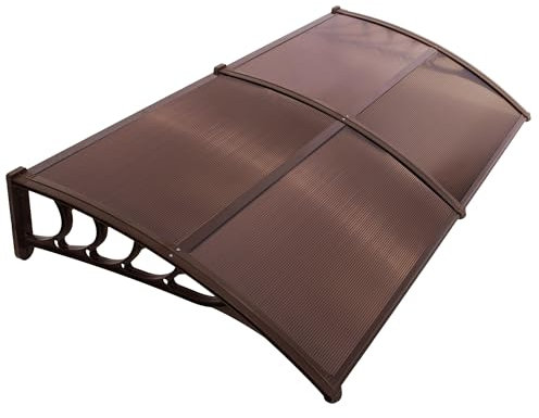 SPRINGOS Marquesina para puerta de entrada, toldo sobre la puerta principal, balcón, protección contra la lluvia, 200 x 95 x 26,5 cm, aluminio y policarbonato
