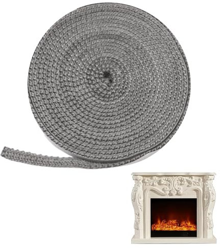 4M Guarnizione per Camino, 10mm Guarnizione per Porta Stufa Resiste alle Alte Temperature Nastro Isolante per Camino in Fibra di Vetro per Stufe Tubo di Forno Caminetto Camino