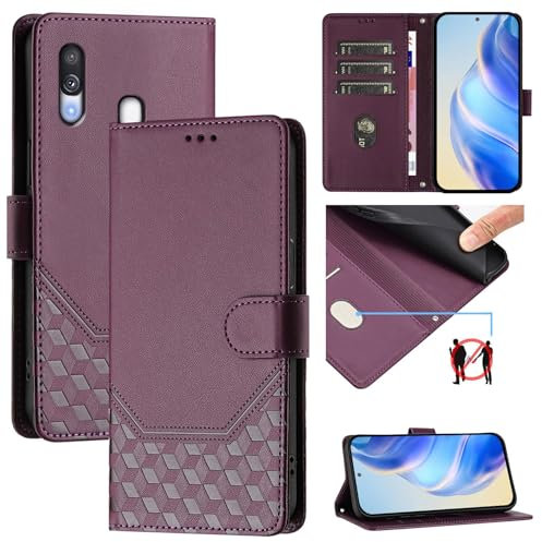 Galafu Hülle für Samsung Galaxy A40 Hülle, PU Leder Handyhülle mit RFID Schutz, Tasche Magnet Schutzhülle mit Standfunktion für Samsung A40, Violett