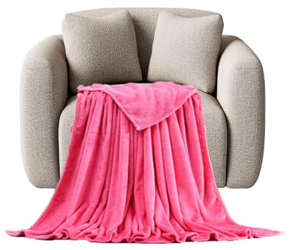 STGAO Plaid Canapé 90 x 150 cm Anti-Boulochage Couverture Flanelle Légère et Confortableen pour Maison, Canapé, Chaise, Lit, Voyages, Rose foncé