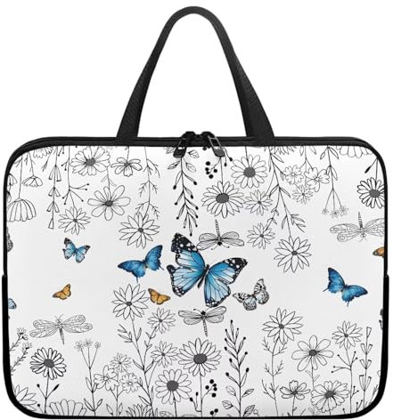 HUGS IDEA Sacoche pour ordinateur portable - Sac à main pour le bureau, Papillon Bleu, 13 inch