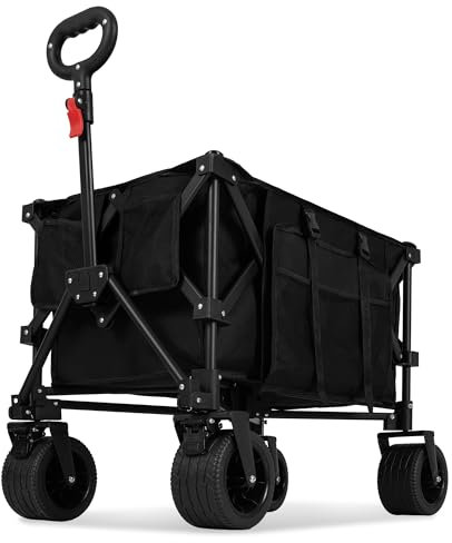 GRANNY SAYS Chariot de Transport Pliable avec Freins, 150L Chariot à roulettes Tout Terrain pour Extérieur Camping Festival Courses Jardin, Garden Trolley Cart with Large Wheels