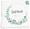 Gästebuch für Kommunion, Konfirmation, Jugendweihe, Taufe, Hochzeit | Gästebuch Hardcover mit 72 blanko Seiten für Glückwünsche Fotos Erinnerungsbuch Eukalyptus Goldfolie, Geschenk für Jungen Mädchen