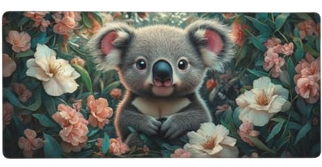 Fiore Tappetino Gaming 700x400x3mm, Grande Tappetino Scrivania XXL Koala, Bordi Cuciti Tappetino per Mouse ad Tracciamento di Precisione Migliora precisione e velocità, Accessori Ufficio Decor-z464