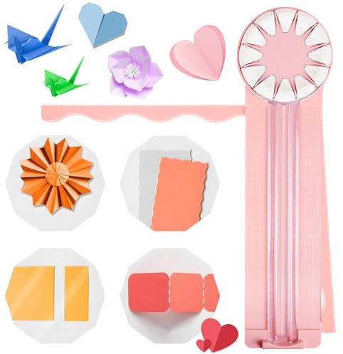 12-in-1-Papierschneider, Rotationskanten-Schneidewerkzeug für Bastelpapier, Sammelalbum, Foto, Postkarte, A4-A5-Papier, mit 12 Schnittarten, multifunktionales Papierbastelwerkzeug (Pink)