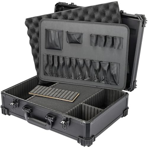 HMF 15701-02 Werkzeugkoffer leer, Werkzeugkasten groß mit Rasterschaumstoff | 46 x 33 x 15 cm