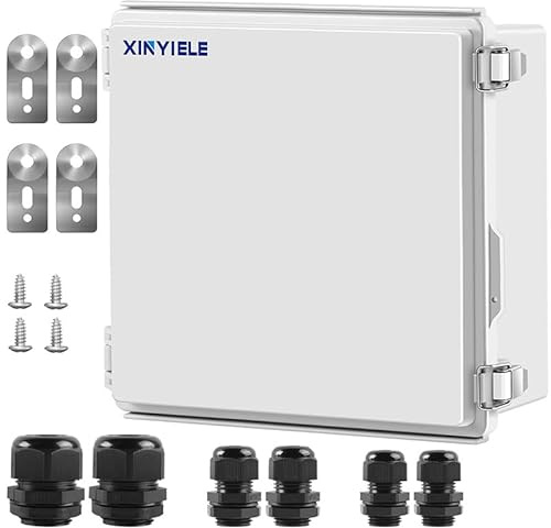 Wasserdichter Abzweigkasten Außen IP67, Aufputz Verteilerdose aus ABS-Kunststoff mit Scharnierdeckel, Montageplatte & Wandhalterungen – Feuchtigkeitsgeschütztes, Garten und Industrie (300X300X180)