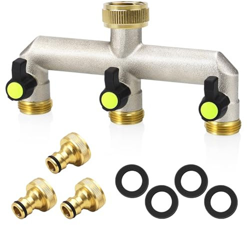 Robinet Distributeur 3 Voies, Robinet Triple Sortie 3/4, 3/4 En Laiton Avec D'arrêt Individuel, Répartiteur D'eau En Laiton, Distributeur D'eau 3 Voies En Pour Maison, Jardin(Noir)