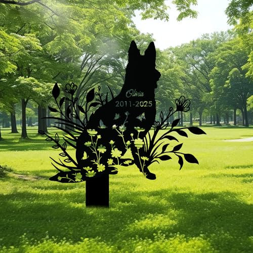 JLSKCN Grabstein Katze für Draußen Personalisiert, Tier Grabstein Katze, Grabsteine Für Haustiere Katze Metall Gedenksteine für Den Garten Grabdekoration Andenken an Den Hund (Hund