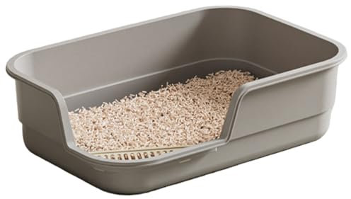 19x14x5 Inch Large Cat Litter Box, Non-Stick Splash Proof Low Entrance Tray with Scoop