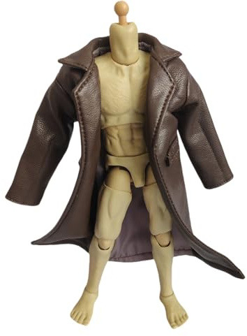 Cappotto antivento in finta pelle con ferretto in scala 1/12 per bambola action figure 1:12 da 6 pollici (caffè)