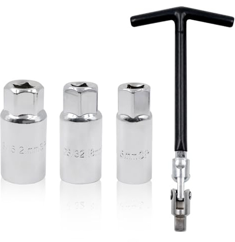 Zatixbu Tändstiftsnyckelsats, Universell 16 mm/18 mm/21 mm Tändstift Sats, Flexibel Tändstiftsnyckel, T-Handtag, Ljusnyckel för bil och Motorcykel för Tändstift Borttagare Verktyg