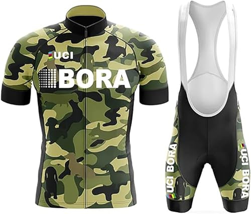 Fenovel Rennrad Trikot Herren Set Fahrradbekleidung Kurzarm Radsport-bekleidung Pro Mountainbike Jersey + Trägerhosen mit 19D Gepolstert