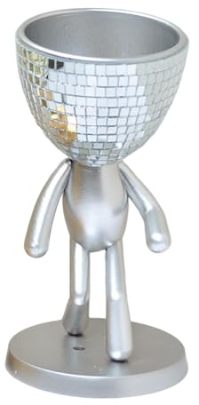 Flaroey Niedliche Künstliche Sukkulenten-Pflanzgefäße, Künstliche Mini-Sukkulenten-Dekoration Aus Kunststoff, Kreative Töpfe in Menschenform, Silber