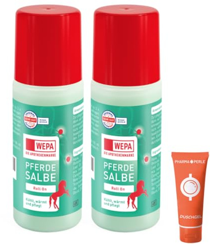 PHARMA PERLE WEPA Pferdesalbe Roll-on 2X 75 ml I Pflege für Muskeln & Gelenke nach sportlicher Aktivität I Kühlend & erfrischend I Mit Rosmarinöl, Arnika, Menthol & Kampfer I Spar-Set Plus give-Away