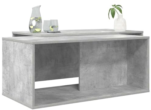 vidaXL Kaffeetisch Set 2 pcs Beton Grau Holzwerkstoff, Eleganter Couchtisch fürs Wohnzimmer, rechteckiges Design, langlebige Möbel für drinnen, funktionale Fläche für Dein Treffen