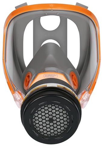 AirGuard Pro AG700 Set di maschera protettiva completa con filtro AGA2E2 e filtro antiparticolato AGP3R1 P3 – EN 140 & EN 143 – Protezione da gas organici (A2), gas acidi (E2) e particelle di classe