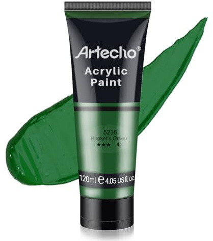 Artecho Hooker's Green Acrylic Paint (120ml / 4.05oz) Tubes, Art Craft Paints for Canvas Painting, Rock, Stone, Wood, Art Supplies