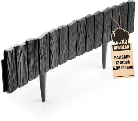 BigDean Rasenkante Kunststoff Beeteinfassung 6,96m lang 13cm hoch ANTHRAZIT | Leicht zu verarbeitende Einfassung - Made in Europe