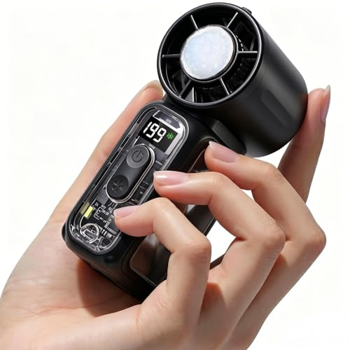 GlobalCrown Mini Ventilatore portatile con torcia a LED,Piccolo Ventilatore usb ricaricabile con impacco di ghiaccio,design tascabile compatto per viaggi, concerti, campeggio,trucco con specchio