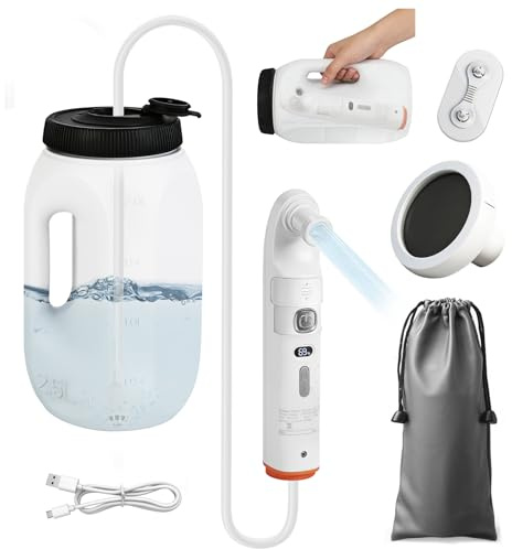 Portable Bidet for Travel, 2.5L Water Tank Handheld Bidet, Digital Display Rechargeable Sprayer, 100 Mins Usage, Peri Bottle for Outdoor Camping, Personal Clean, Postpartum Care